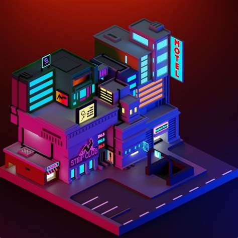 3d Model 3d Low Poly Cyberpunk City Vr Ar Low Poly Cgtrader