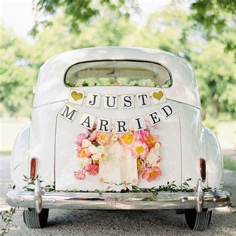 Buy Just Married Banner Car Decorations Gold Glitter Just Married Sign