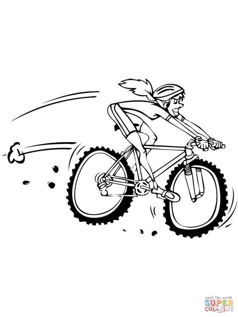 Woman On Mountain Bike Coloring Page Free Printable Coloring Pages