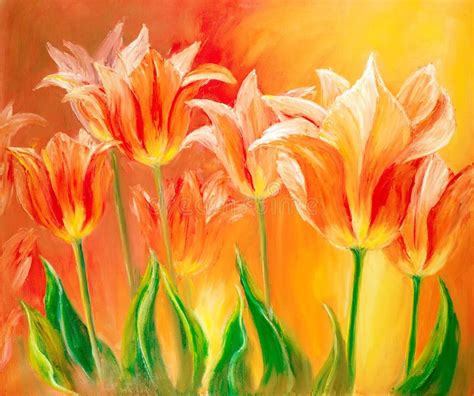 Tulips Oil Painting On Canvas Stock Illustration Illustration Of