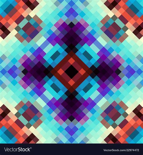 Geometric Abstract Symmetric Pattern In Pixel Art Vector Image