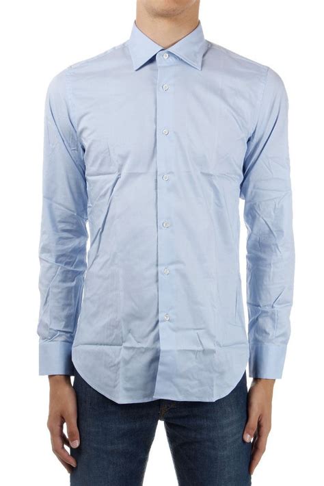 Emanuel Ungaro Ungaro Brand New Mens Light Blue Stretch Shirt Cotton