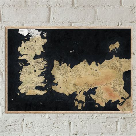 Westeros Mapprint Game Of Thrones Map Map Of Essos Game Game Of