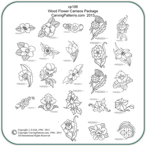 Printable wood carving patterns for beginners. Wood Flowers Cameos Patterns - Classic Carving Patterns