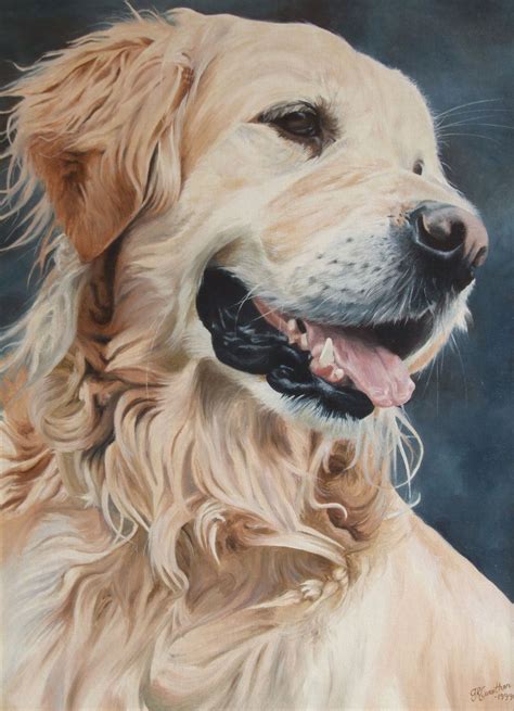 Golden Retriever Dog Portrait Oil Painting On Canvas Petportraits