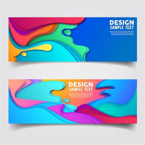 Premium Vector Banner Set With Abstract Curve