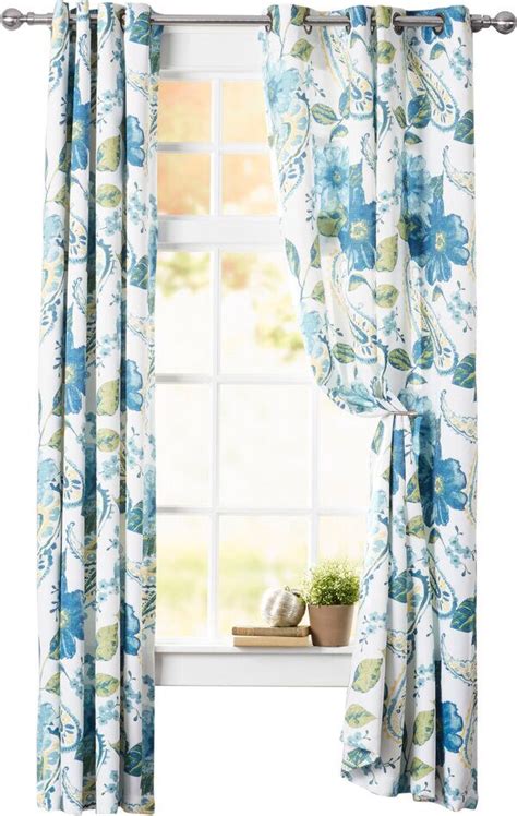 Merion Floral Room Darkening Thermal Curtain Panels Blue And Green
