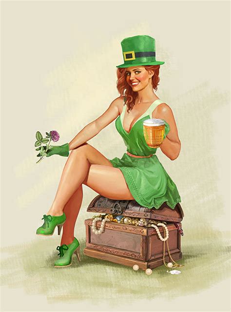 Personalized Portrait St Patricks Day T Pin Up Style Etsy