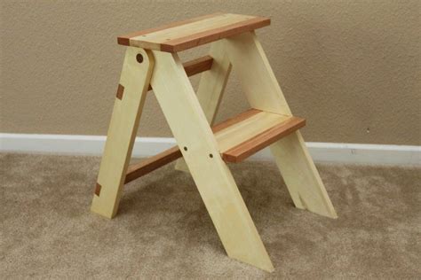 Wooden folding step stool