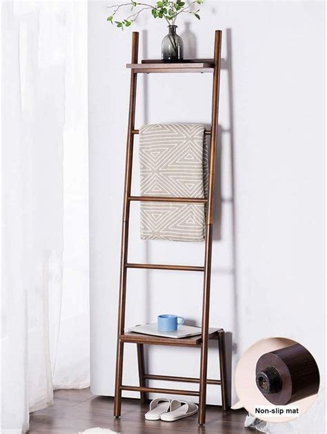 Bathroom towel rack stand shelf chrome storage floor holder metal free standing. Free Standing Blanket Ladder Towel Drying Rack, Bamboo ...