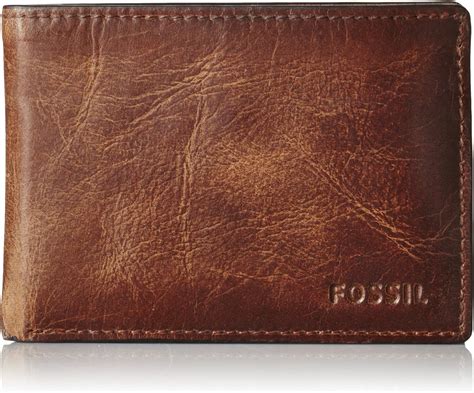 Fossil Mens Derrick Leather Bifold Wallet Brown Uk Clothing