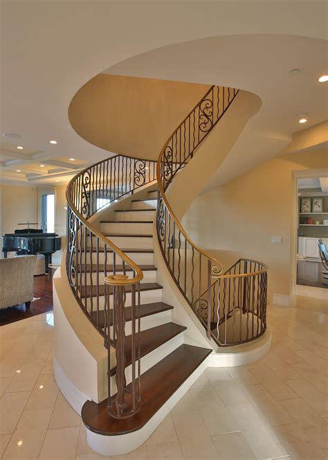 Curved Luxury Staircase Luxury Staircase Architecture House Luxury