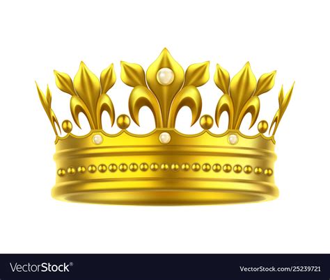 Realistic Or 3d Golden Crown For King Queen Vector Image
