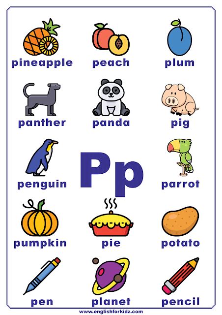 English Alphabet Poster Letter P Preschool Alphabet Letters