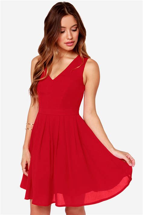 Cute Red Dress Sleeveless Dress 4900