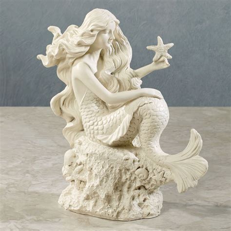 Mermaid With Starfish Figurine Mermaid Sculpture Mermaid Statues