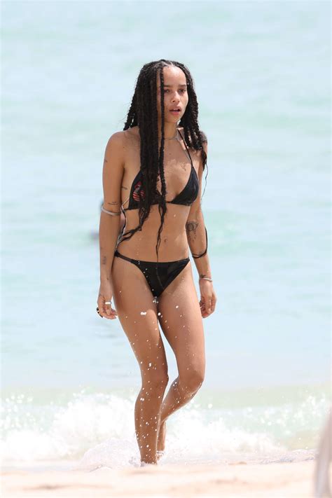 International Celebrities Zoe Kravitz Black Bikini Candids In Miami
