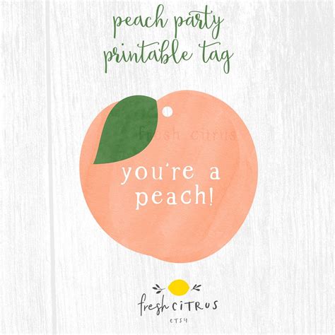 Peach Favor Tag Peach Thank You Youre A Peach Peach Etsy Youre A