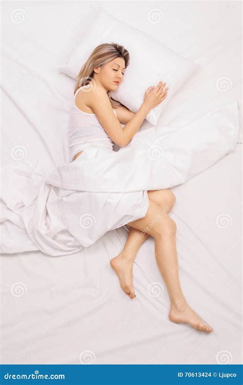 Woman Sleeping Covered With A Sheet Stock Photo Image