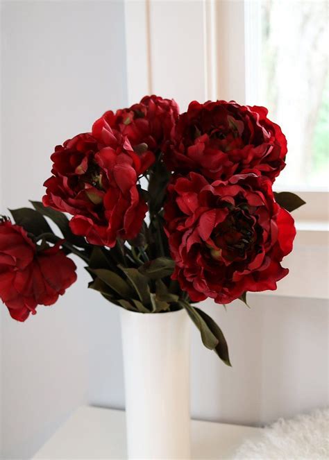 100pcs 2 artificial silk rose peony flower heads bulk wedding craft party decor. Artificial Burgundy Flower Peony Bush | Fall flower ...