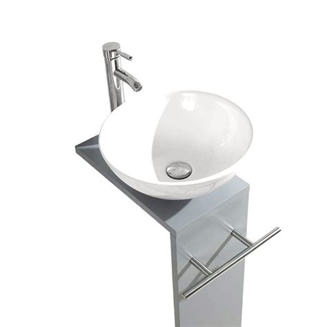 Modern Pedestal Bathroom Vanities White Ceramic Bowl Vessel Sink Faucet Combo Etsy