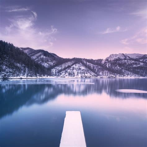 Premium Photo Gramolazzo Iced Lake And Snowy Pier In Apuan Mountains