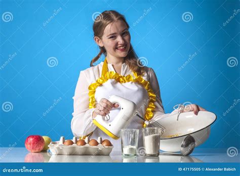 Happy Homemaker With Mixer Stock Image Image Of Cooking 47175505