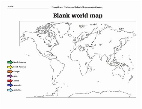 7 Continents Worksheet For Kindergarten World Map Printable Free