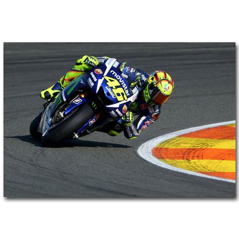 Valentino Rossi No 46 Motogp Rider Art Silk Fabric Poster Print 13x20