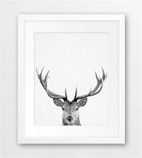 Deer Print Woodlands Decor Nursery Wall Art Animal Print Black And
