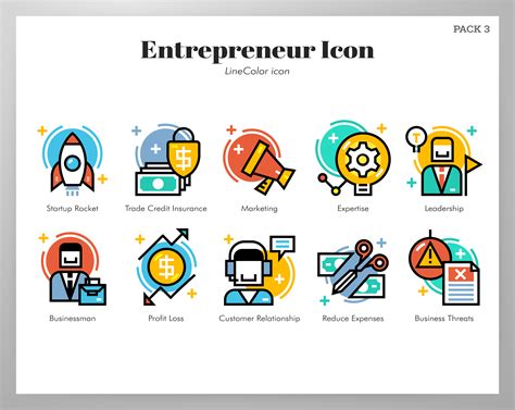 Entrepreneur Icons Linecolor Pack 670092 Vector Art At Vecteezy