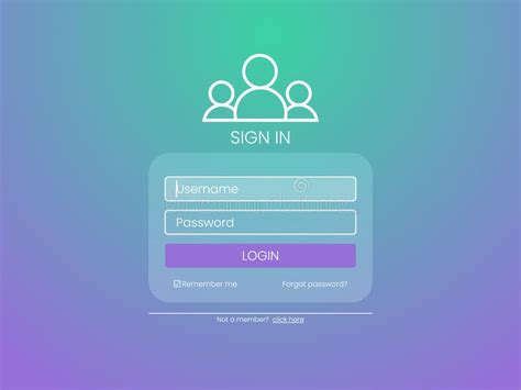 User Login Form Template Sign In Window With Blurred Backdrop Login