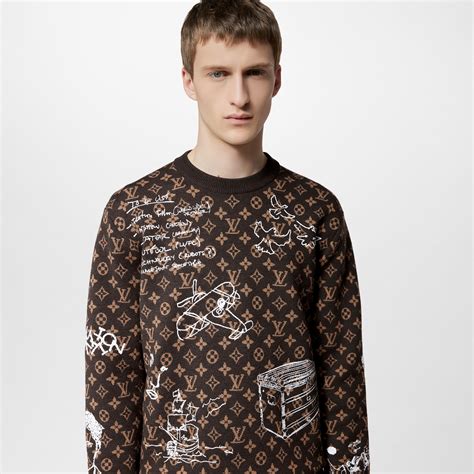 monogram embroidered wool crewneck ready to wear louis vuitton