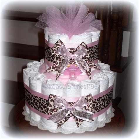 The pin can read whatever you would like. Pink Brown Diaper Cake Baby Shower Centerpiece Girl Animal ...