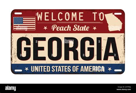 Welcome To Georgia Vintage Rusty License Plate On A White Background