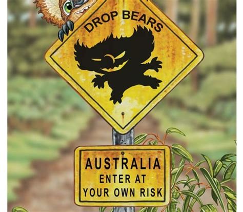 Print Drop Bear Warning Mythic Australia