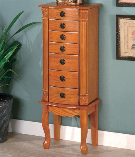 Coaster Jewelry Armoires 900135 Classic Oak Jewelry Armoire | Dunk & Bright Furniture | Jewelry ...