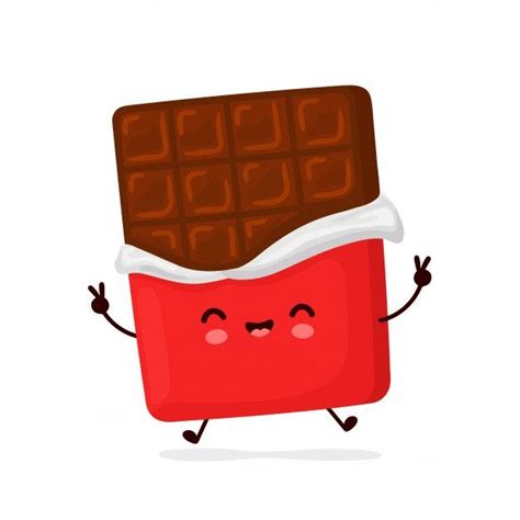 Premium Vector Cute Happy Funny Chocolate Bar Cartoon Character