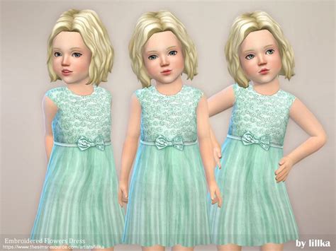 Embroidered Flowers Dress For Toddler Found In Tsr Category Sims 4