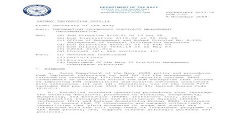 Department Of The Navy Memorandum Template