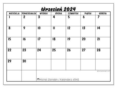 Kalendarz Wrzesień 2024 Do Druku “501ns” Michel Zbinden Pl