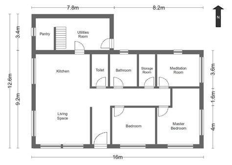 The Floor Plan For A Two Bedroom House With An Attached Bathroom And