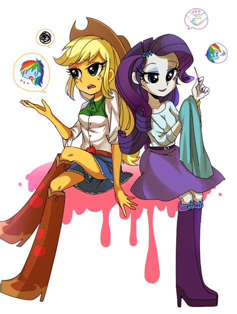 Applejack And Rarity Equestria Girls Drawn By Cottoncandyliquid