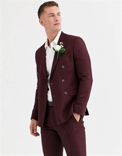 Asos Design Wedding Skinny Double Breasted Suit Jacket In