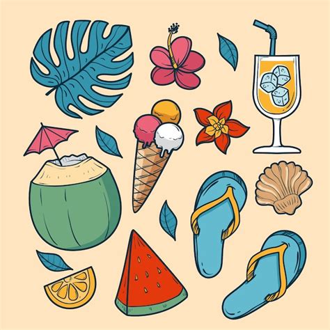 Free Vector Hand Drawn Summer Elements Collection