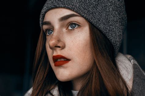 face women model portrait photography singer red lipstick freckles fashion nose person