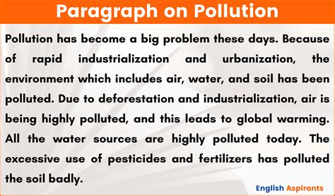 Paragraph On Pollution In English 100 150 200 250 Words