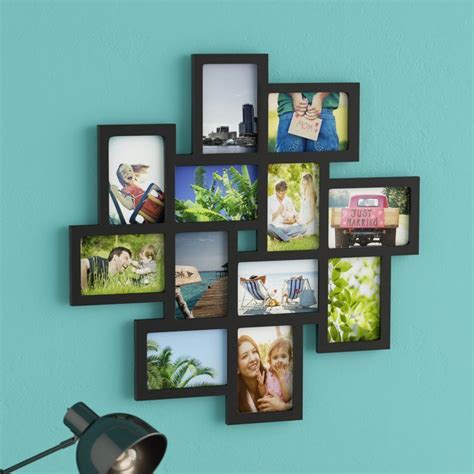 12 Opening Decorative Wood Photo Collage Wall Hanging Picture Frame
