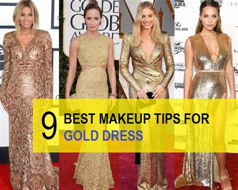 makeup ideas when wearing a gold dress