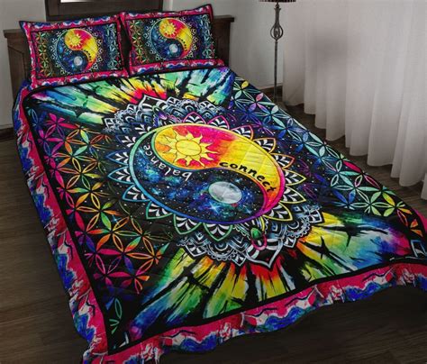Love Hippie Quilt Bed Set Hippie Bedding Set Cool T For Etsy